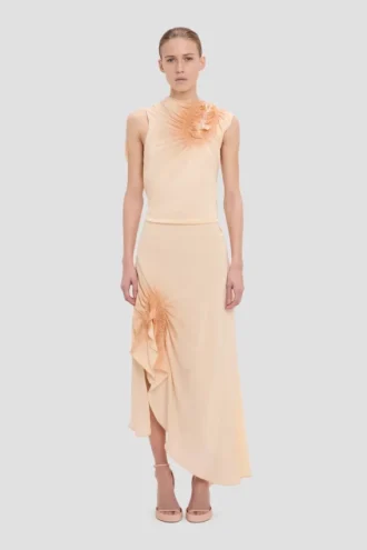 Robe smockée couleur grès