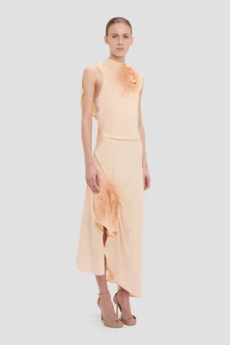 Robe smockée couleur grès