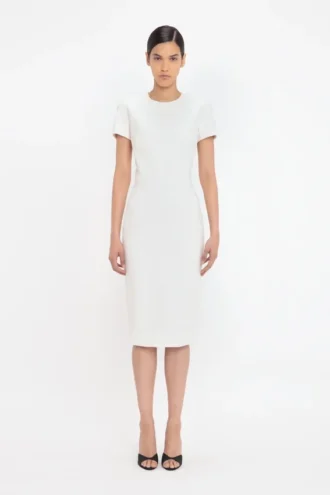 Robe t-shirt ajustée en ivoire