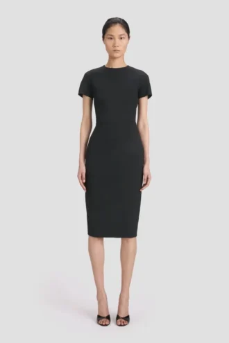 Robe t-shirt ajustée en noir