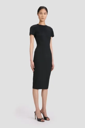 Robe t-shirt ajustée en noir