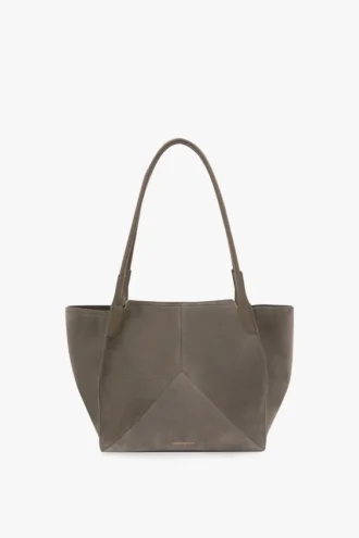 Sac cabas Victoria en daim gris galet
