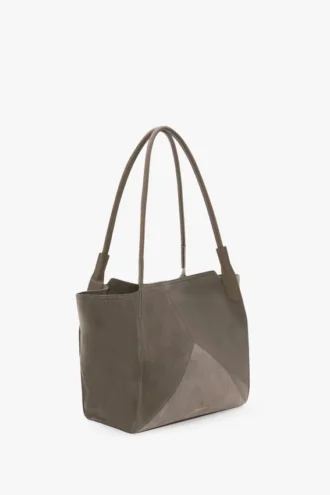 Sac cabas Victoria en daim gris galet