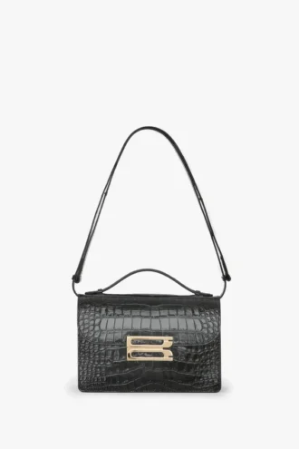 Sac Dorian en cuir noir gaufré