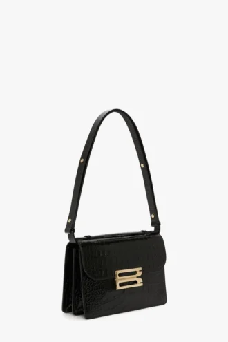 Sac Dorian en cuir noir gaufré