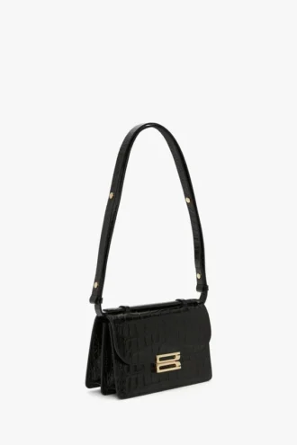 Sac Dorian petit format en cuir noir gaufré