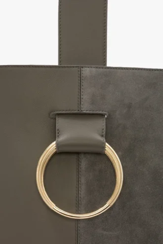 Sac seau Dia en cuir gris galet