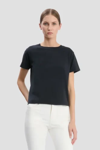 T-shirt ajusté rétréci bleu marine