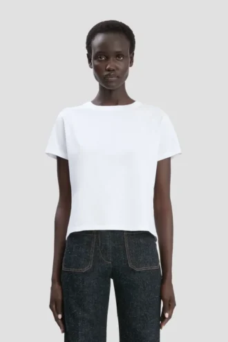 T-shirt ajusté rétréci en blanc