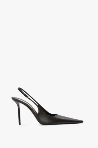 The Victoria Stiletto Slingback 100 en cuir noir