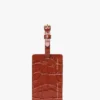 Étiquette à bagages en cuir gaufré croco rouge brique