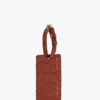 Étiquette à bagages en cuir gaufré croco rouge brique
