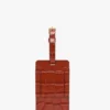 Étiquette à bagages en cuir gaufré croco rouge brique
