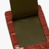 Étiquette à bagages en cuir gaufré croco rouge brique