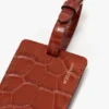 Étiquette à bagages en cuir gaufré croco rouge brique