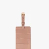 Étiquette de bagage en cuir gaufré croco rose poudré