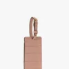 Étiquette de bagage en cuir gaufré croco rose poudré