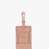 Étiquette de bagage en cuir gaufré croco rose poudré