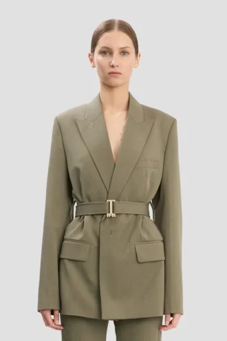 Veste ajustée à ceinture en mélange sauge