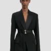 Veste ajustée à ceinture, noire Veste ajustée à ceinture, noire