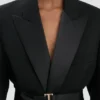 Veste ajustée à ceinture, noire Veste ajustée à ceinture, noire