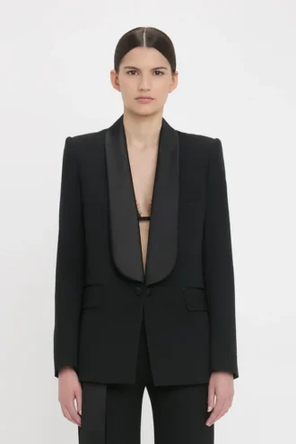 Veste de smoking à col châle, noire