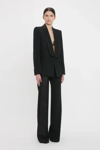 Veste de smoking à col châle, noire