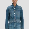 Veste en denim délavé bleu moyen Veste en denim délavé bleu moyen