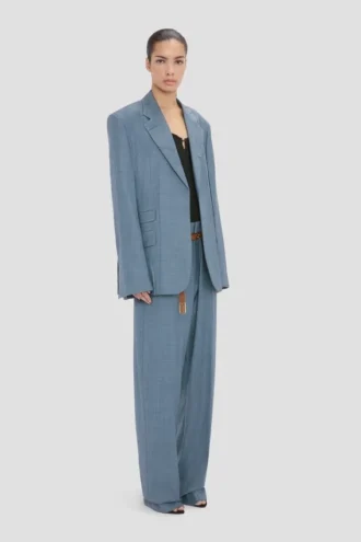 Veste à revers cranté bleu nuage
