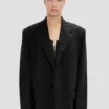Veste à revers cranté en noir Veste à revers cranté en noir