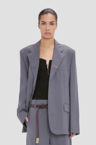 Veste à revers crantés couleur silex