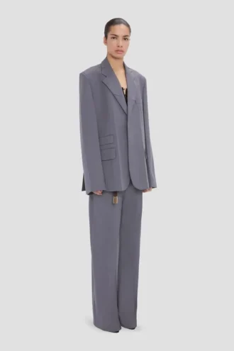 Veste à revers crantés couleur silex