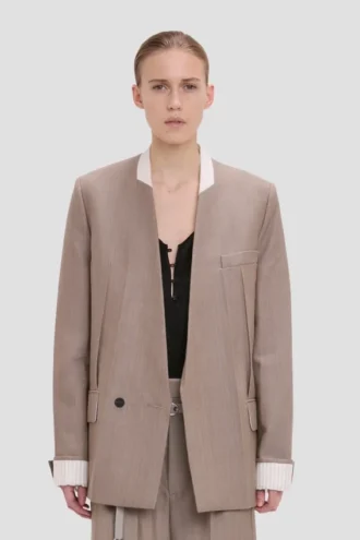 Veste sans col en couleur limestone